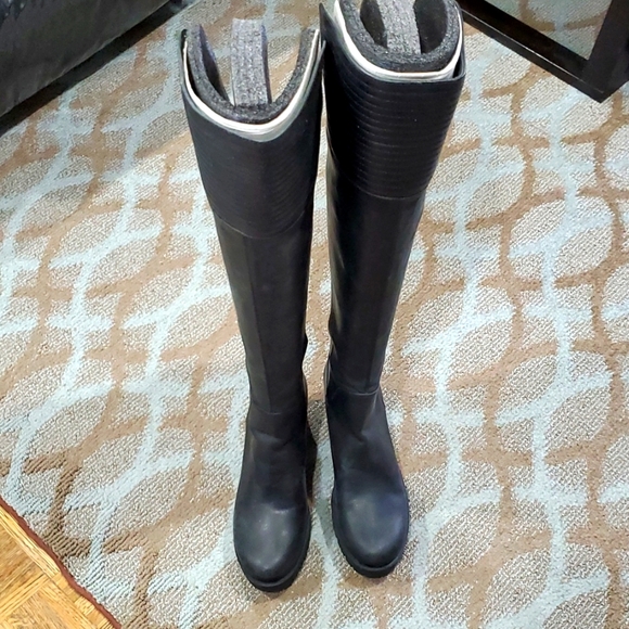 New black over the knee soft leather winter boots Ninewest 8.5 medium - Picture 1 of 11